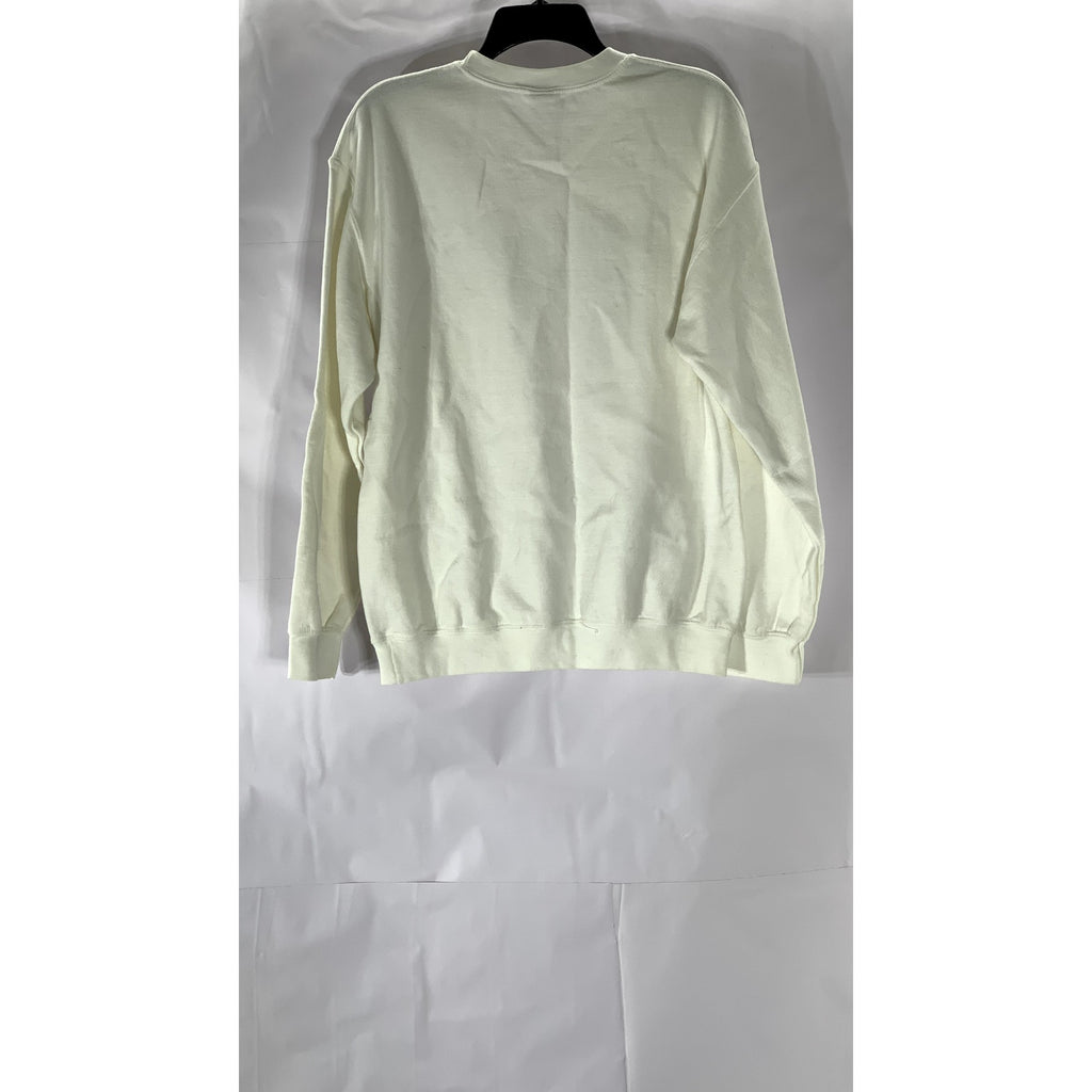 GILDAN UNISEX White Habitually Truthful Logo Crewneck Long Sleeve Sweatshirt SZM