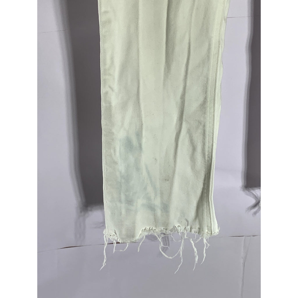 DENIM FORUM Women's White Button-Fly High-Rise The Bailey Crop Flare Jean SZ 24