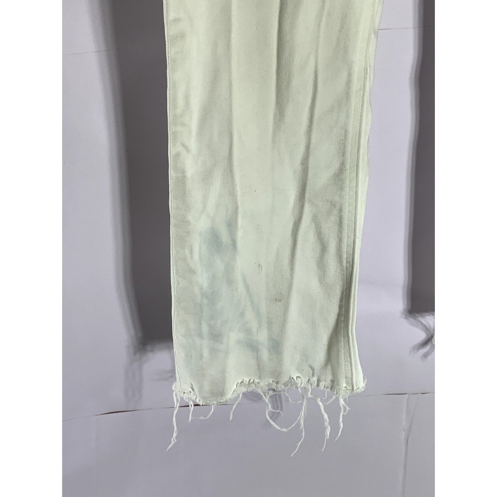 DENIM FORUM Women's White Button-Fly High-Rise The Bailey Crop Flare Jean SZ 24