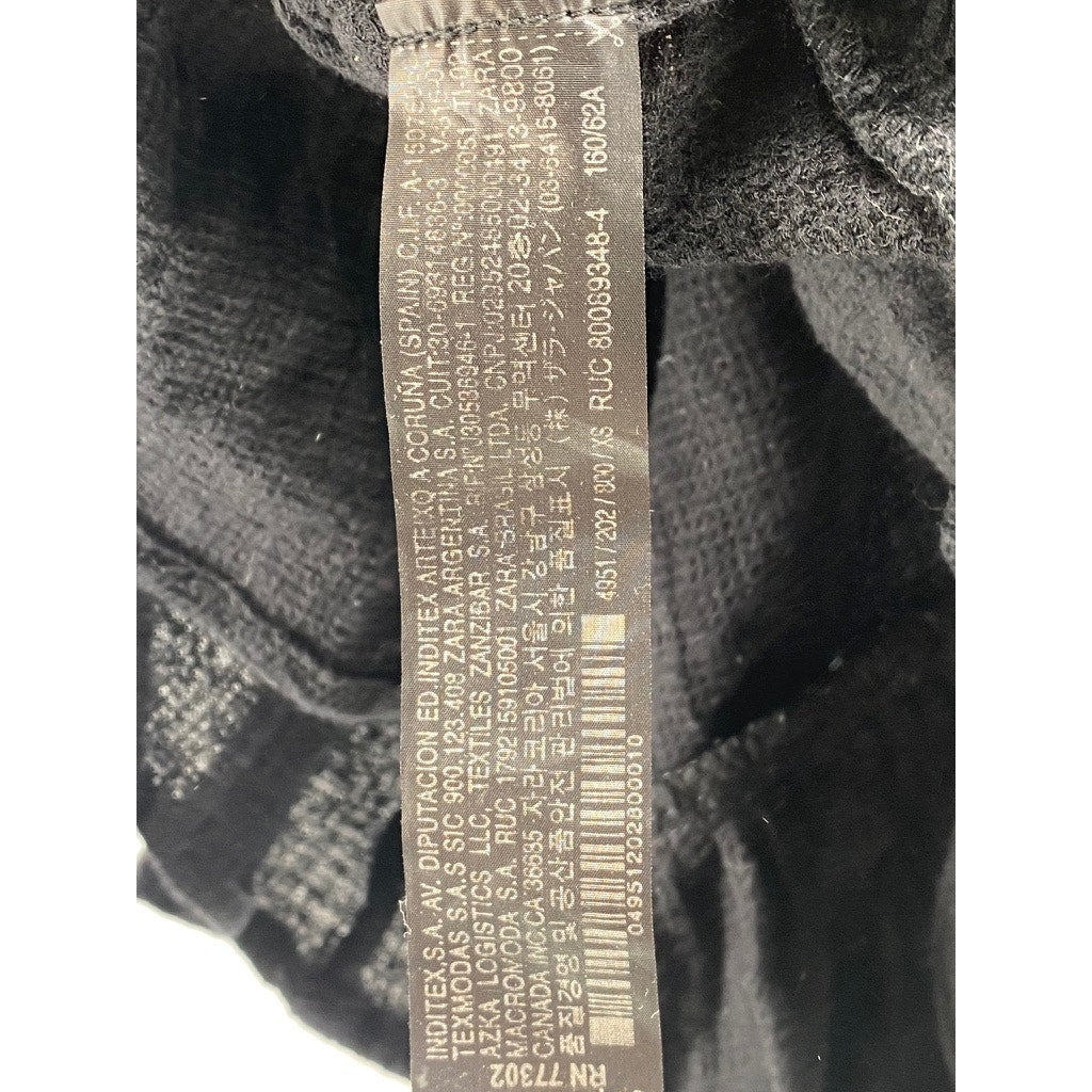 ZARA Women's Black Knit Ruffle-Trim Wrap Mini Skirt SZ XS