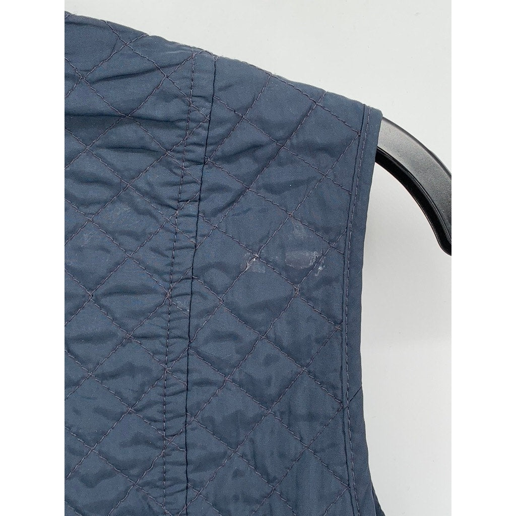 FACONNABLE Women's Navy Quilted Sleeveless Button-Up Vest SZ S