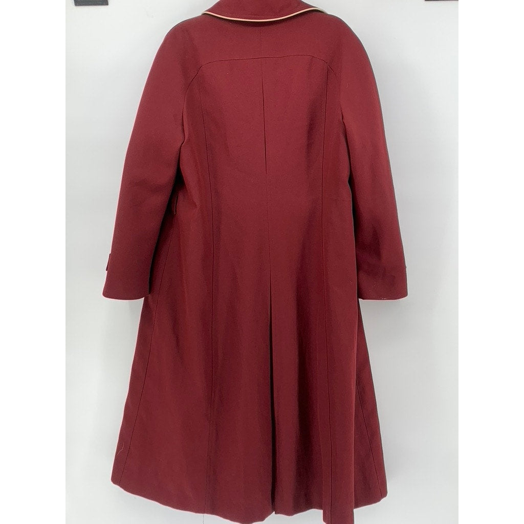 ILGWU Women's Vintage Burgundy Button-Up Notch Collar Wool-Blend Coat SZ L