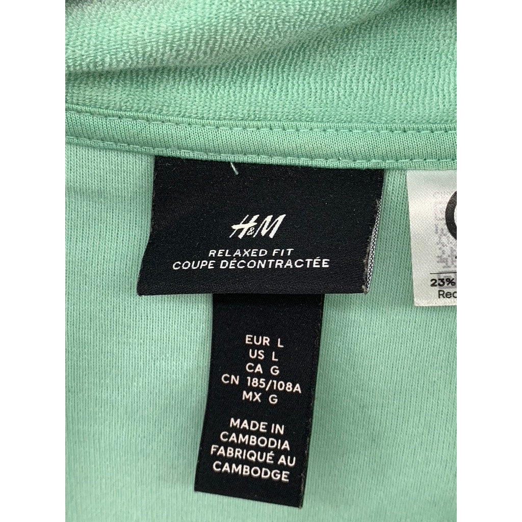 H&M Men's Mint Green Relaxed-Fit Polo Shirt SZ L