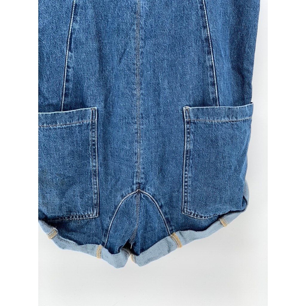 WE THE FREE Women's Blue Denim High Roller Shortall SZ M