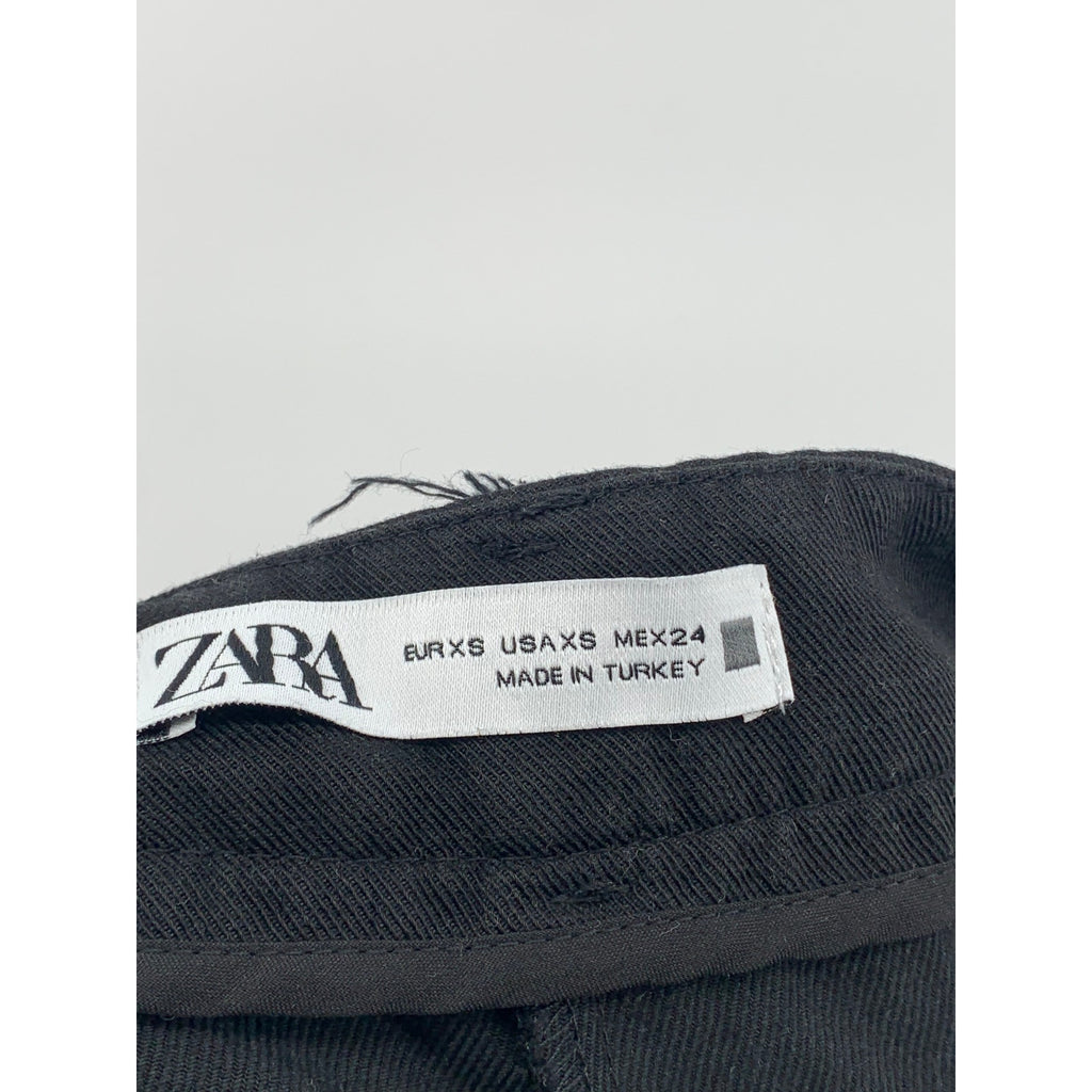 ZARA Women's Black Solid Pleated Slim-Leg High-Waist Pants SZ XS
