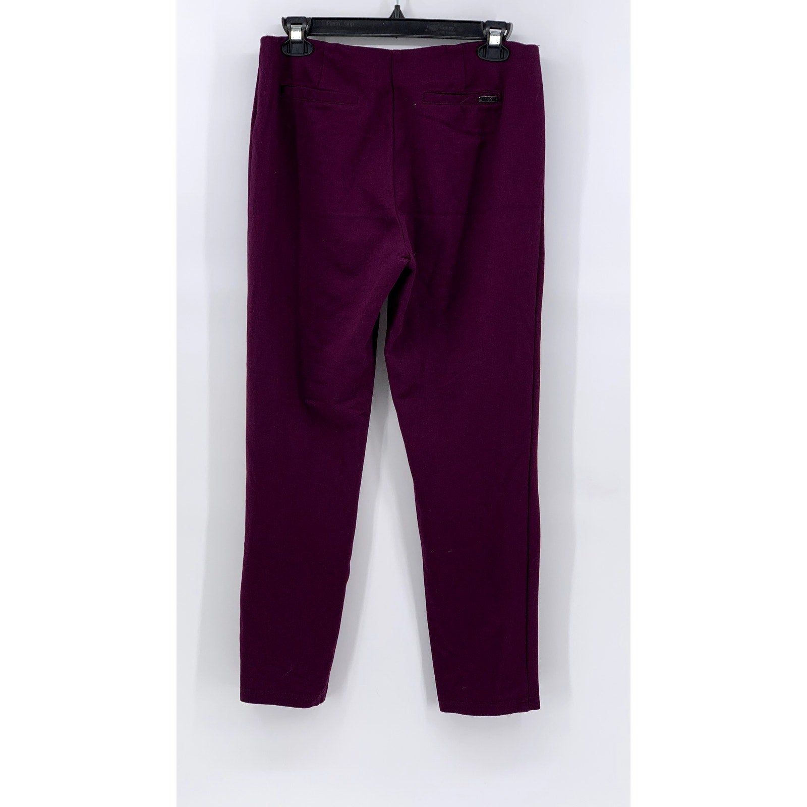 CALVIN KLEIN Women's Burgundy Solid Pull-On Ankle Pants SZ 10