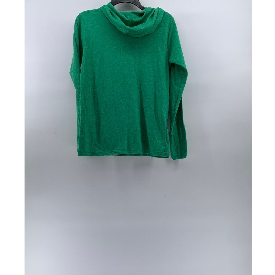 ANVIL Men's Green-Neon Yellow Lightweight Long Sleeve Hooded T-Shirt SZ M