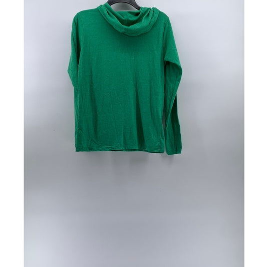 ANVIL Men's Green-Neon Yellow Lightweight Long Sleeve Hooded T-Shirt SZ M