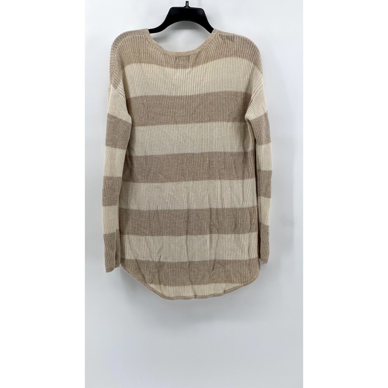 A.N.A A NEW APPROACH Women's Tan Striped Knit Long Sleeve Sweater SZ L