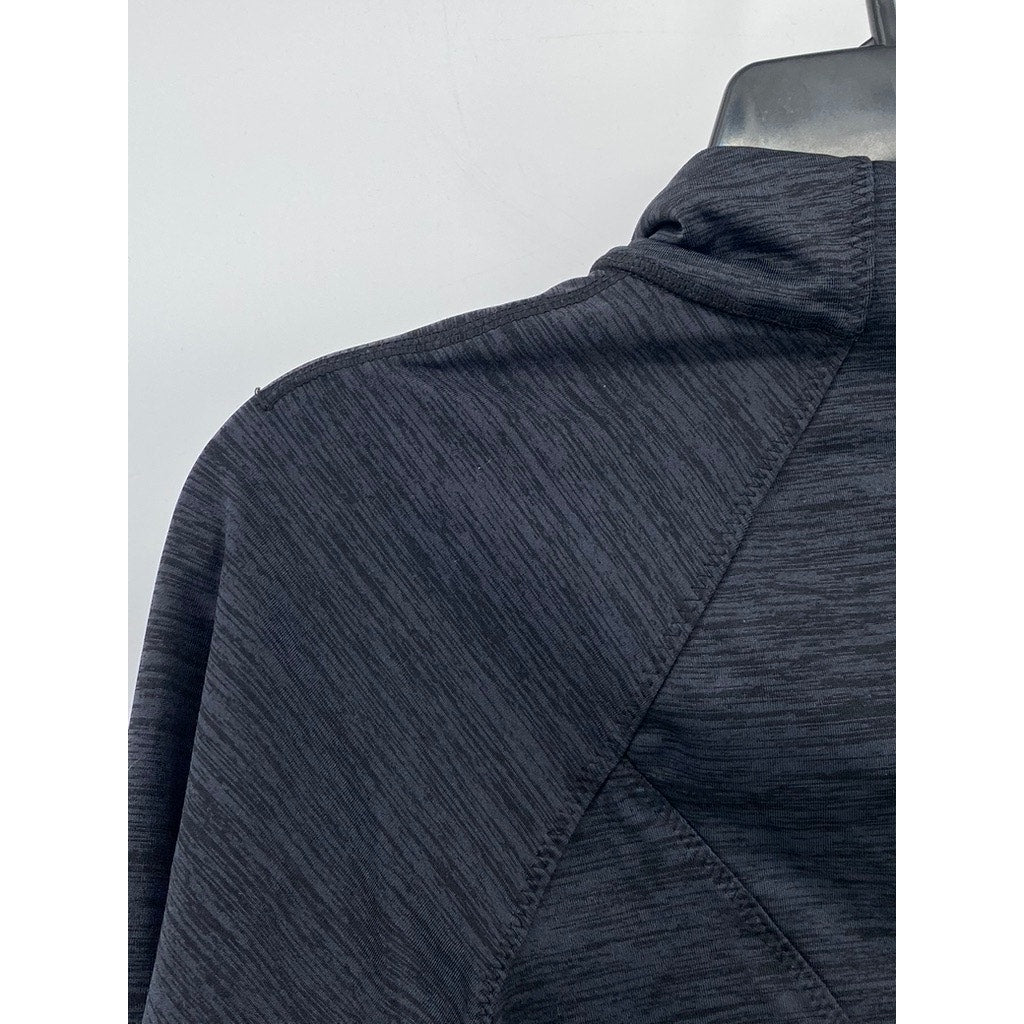 UNBRANDED Women's Charcoal Gray Heather Athletic Stand Collar Zip-Up Jacket SZ S