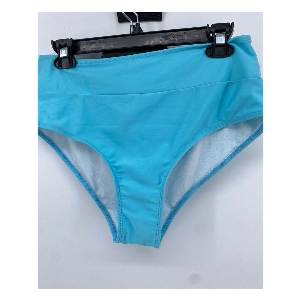 SHEIN Women's Plus Light Blue Solid Swim Bottoms SZ 0XL