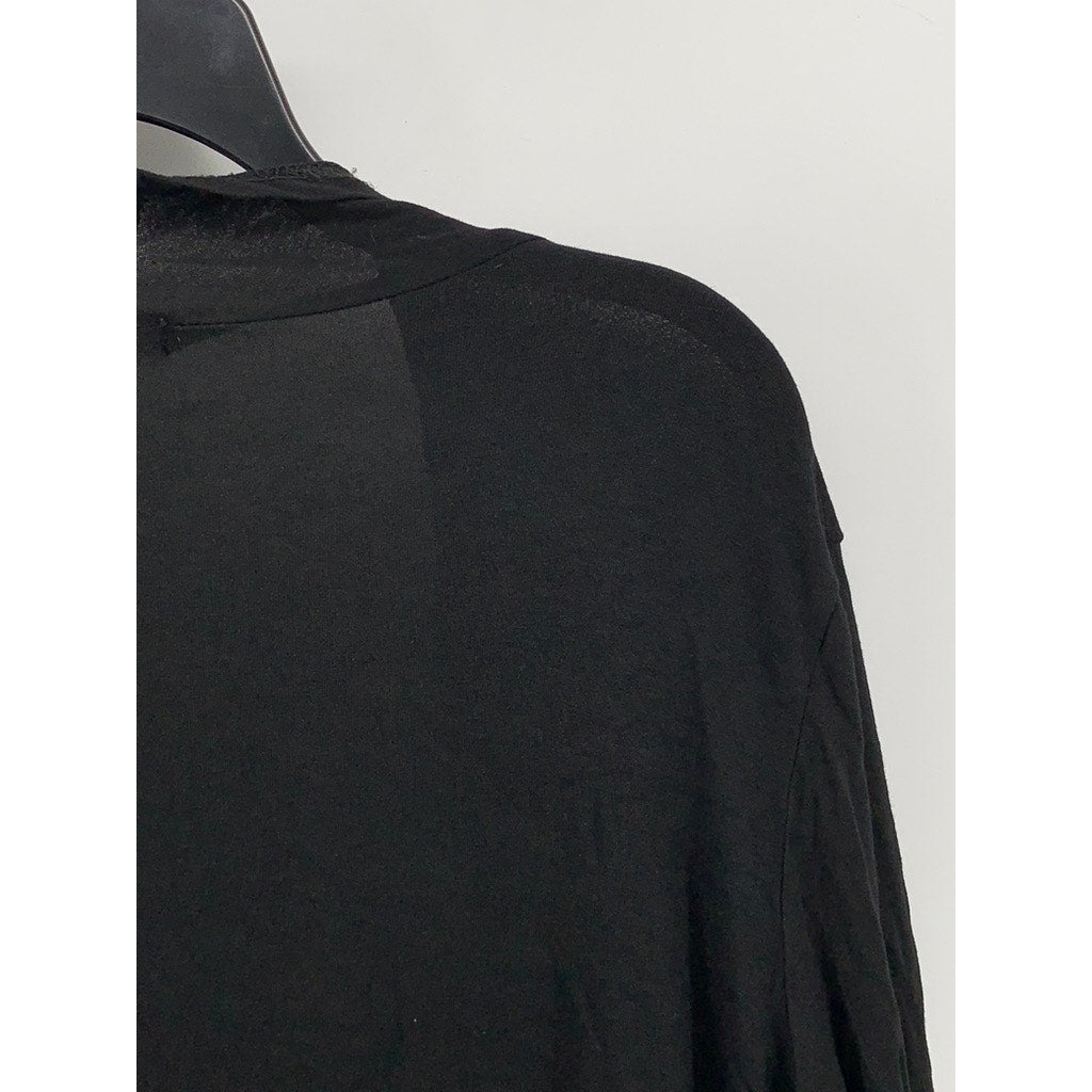 POGTMM Women's Black Solid Long Sleeve Open-Front Cardigan SZ M