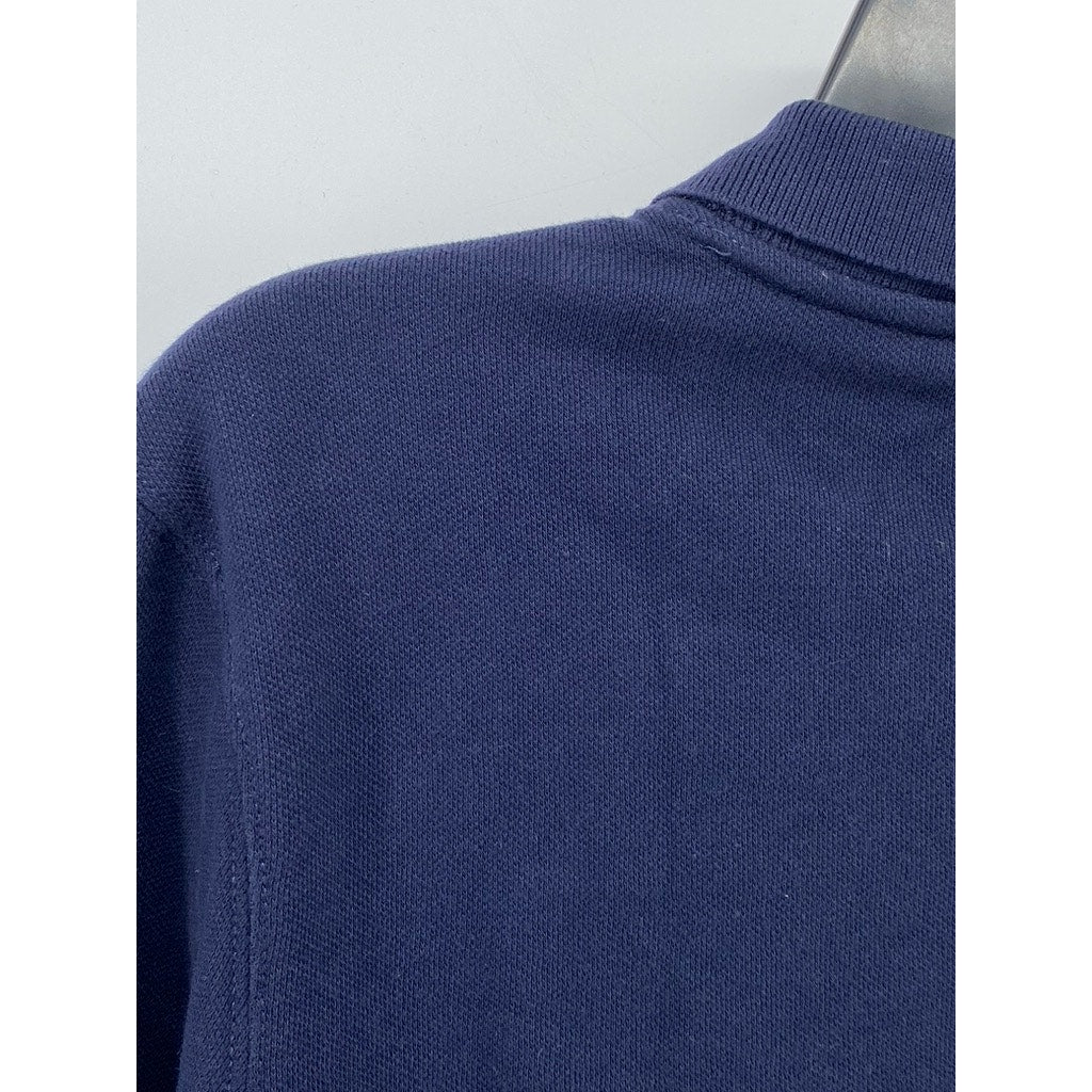 J.CREW Men's Navy Blue Pique Fleece Collared Pullover Long Sleeve Sweatshirt SZS