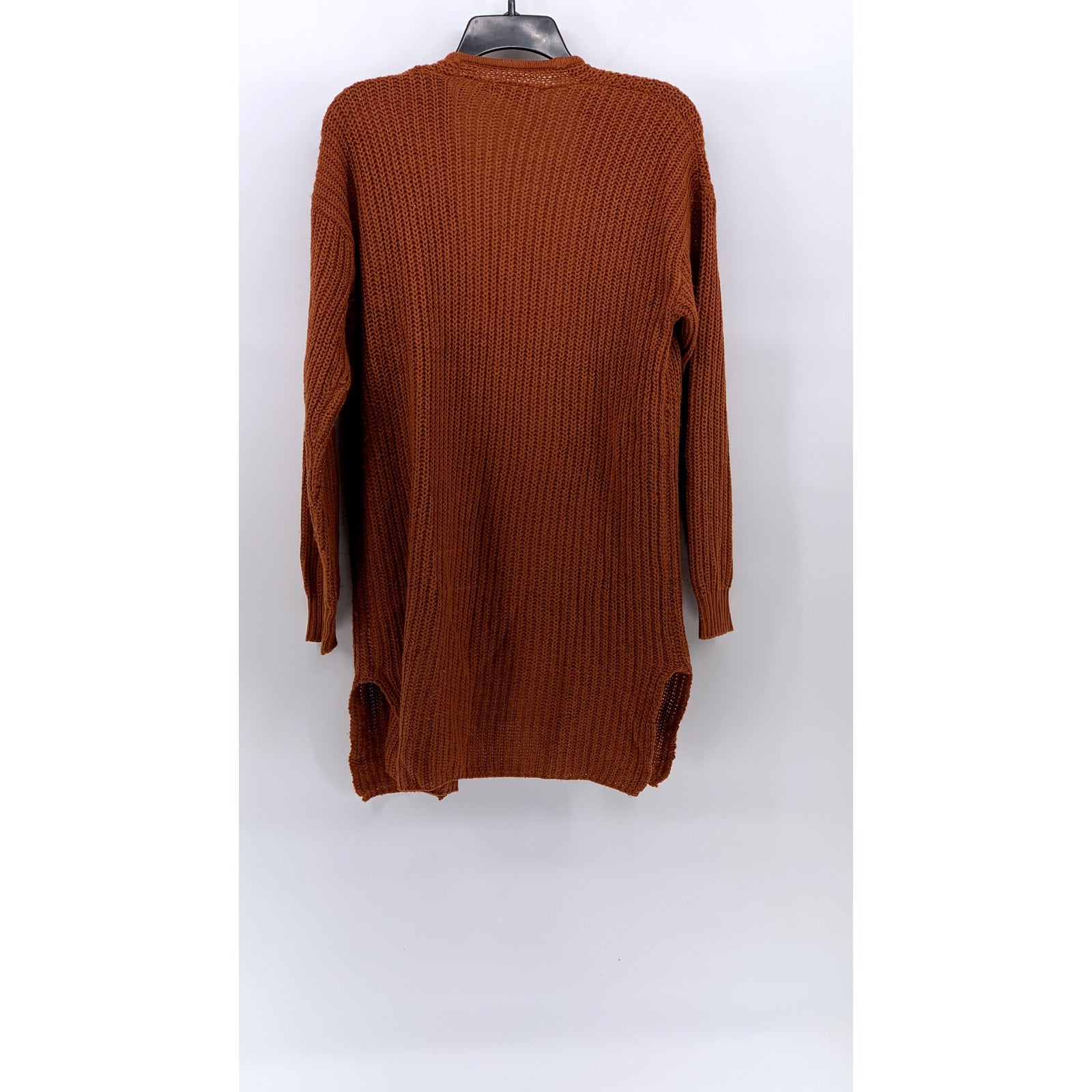 BRAVE SOUL LONDON Women's Rust Orange Knit Open-Front Long Sleeve Cardigan SZ S