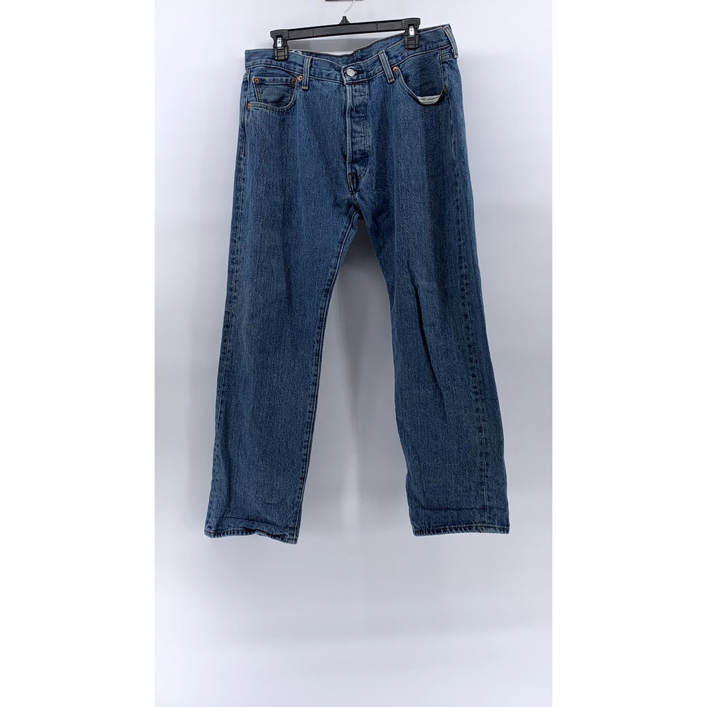 LEVI'S Men's Medium Blue Denim 501 Straight-Leg Button-Fly Jeans SZ 36X29