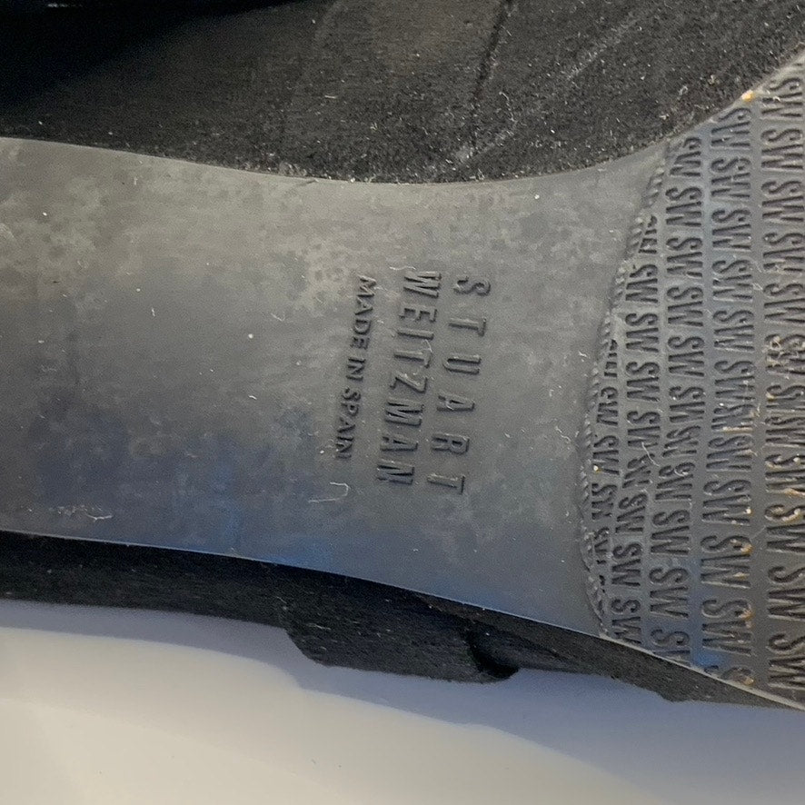 STUART WEITZMAN Women's Black Suede Criss-Cross Round-Toe Pumps SZ 6.5