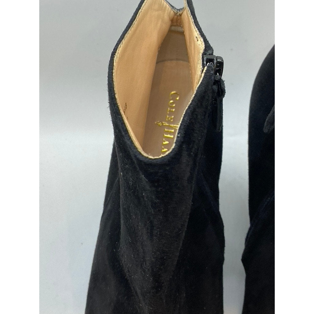 COLE HAAN Women's Black Suede Pointed-Toe Wedge Ankle Bootie SZ 8.5