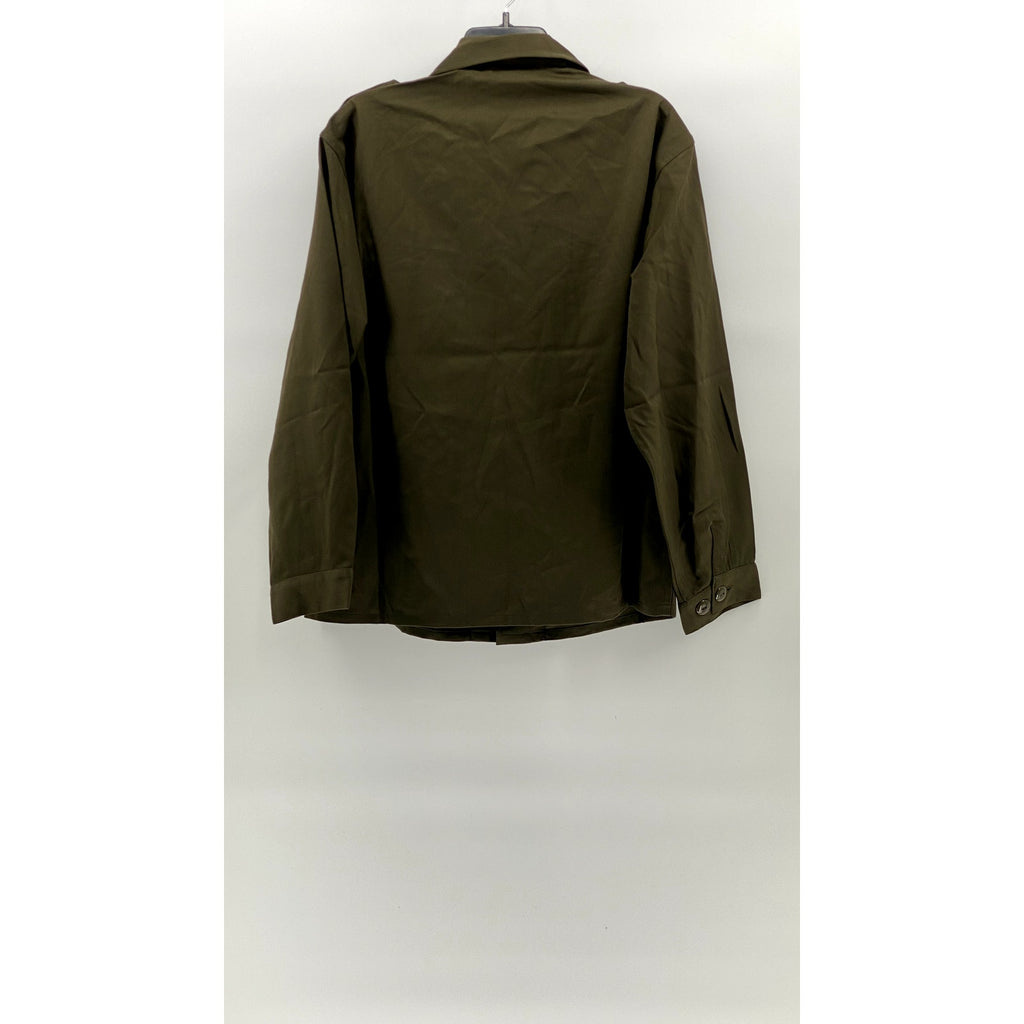 HEERESEIGENTUM Men's Vintage Olive Green Button-Up Long Sleeve Slama Shirt SZ M