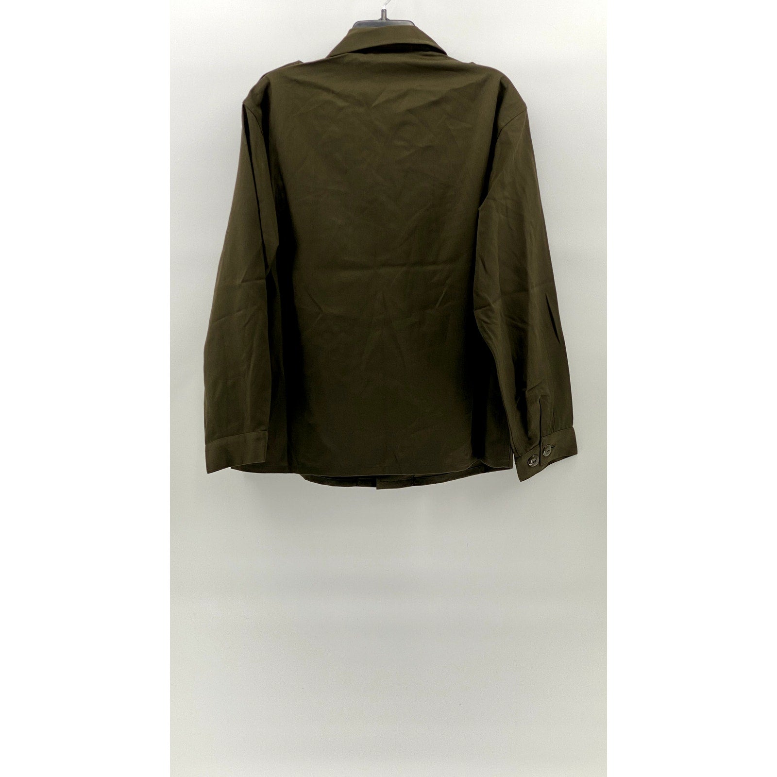 HEERESEIGENTUM Men's Vintage Olive Green Button-Up Long Sleeve Slama Shirt SZ M