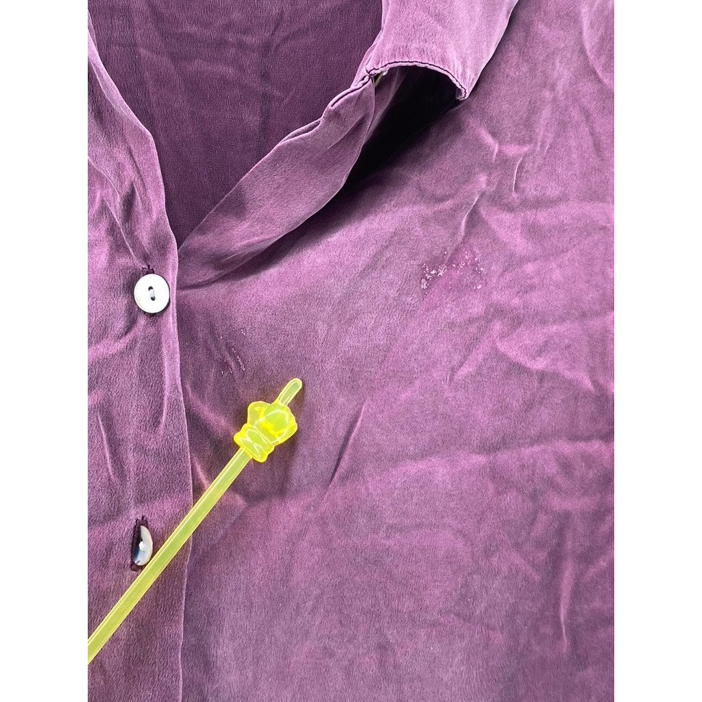 CASUAL CORNER Women's Burgundy Button-Up Regular-Fit Long Sleeve Top SZ 8