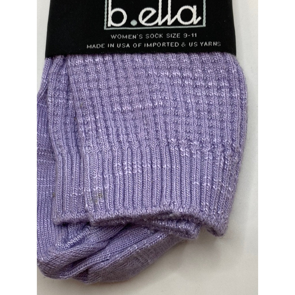 B.ELLA Women's Lilac Purple Knit Cotton-Blend Striped Mary Crew Socks SZ OS