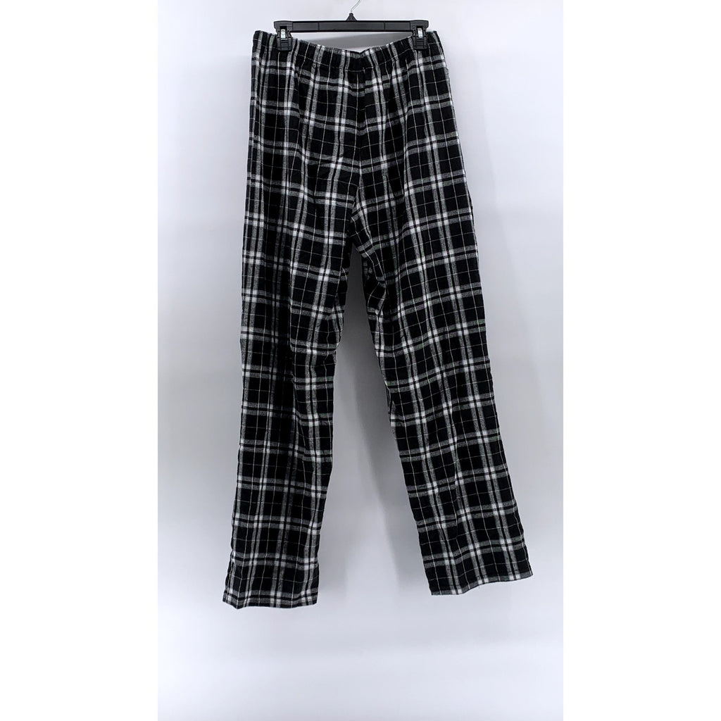 DISTRICT Women's Black-White Plaid Drawstring Relaxed Fit Pajama Pants SZ M