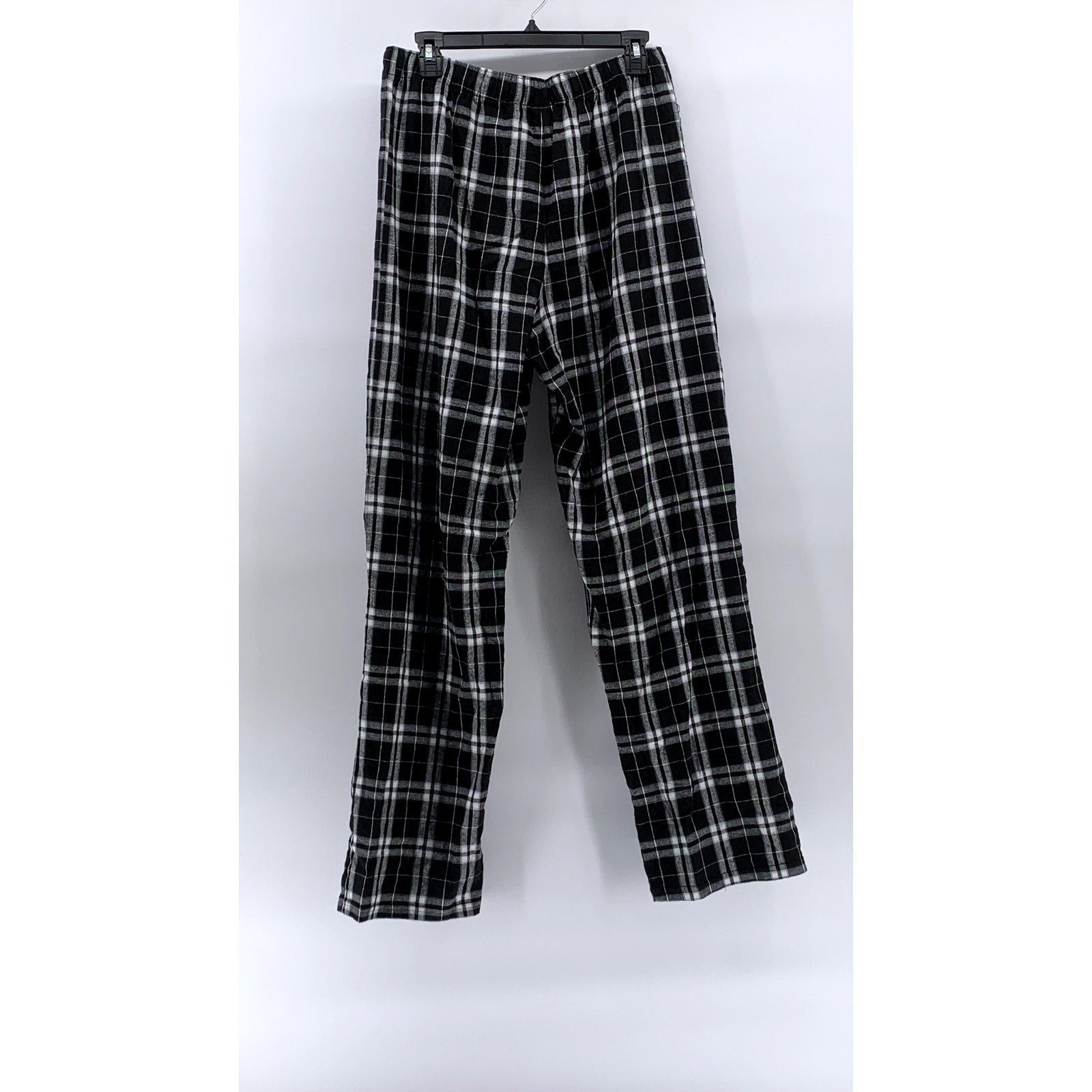 DISTRICT Women's Black-White Plaid Drawstring Relaxed Fit Pajama Pants SZ M
