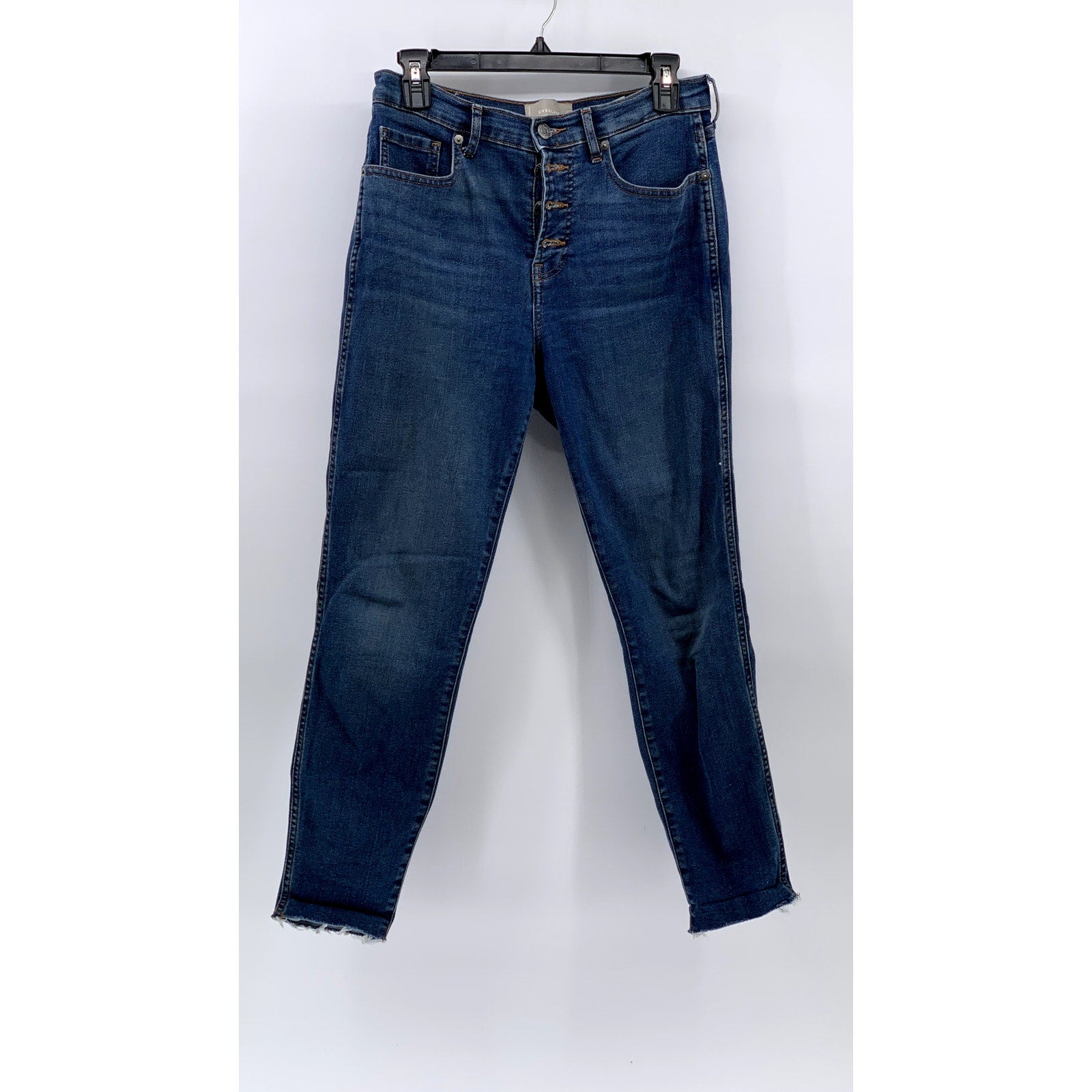 EVERLANE Women's Blue Denim The Vintage Skinny Ankle Button-Fly Jeans SZ 28
