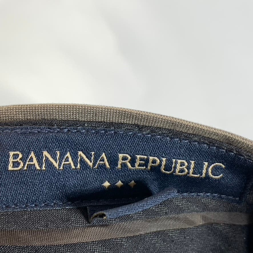 BANANA REPUBLIC Men's Brown Pinstripe Slim-Fit Non-Iron Flat Front Pant SZ 36X30