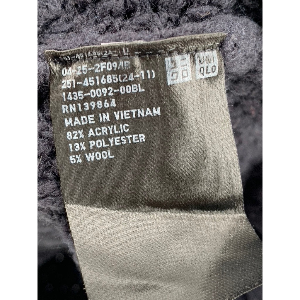 UNIQLO Women's Navy Blue Crewneck Cable Knit Long Sleeve Pullover Sweater SZ M