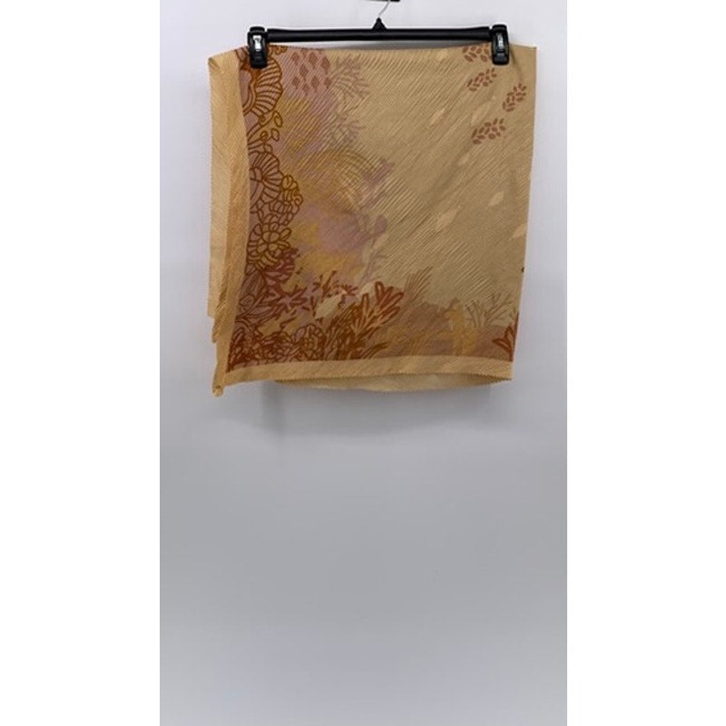 UNBRANDED Women's Tan Floral Textured Scarf