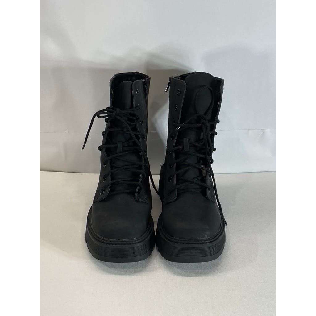 MIA Women's Black Faux-Leather Lilith LugSole Lace-Up Side-Zip Combat Boot SZ8.5