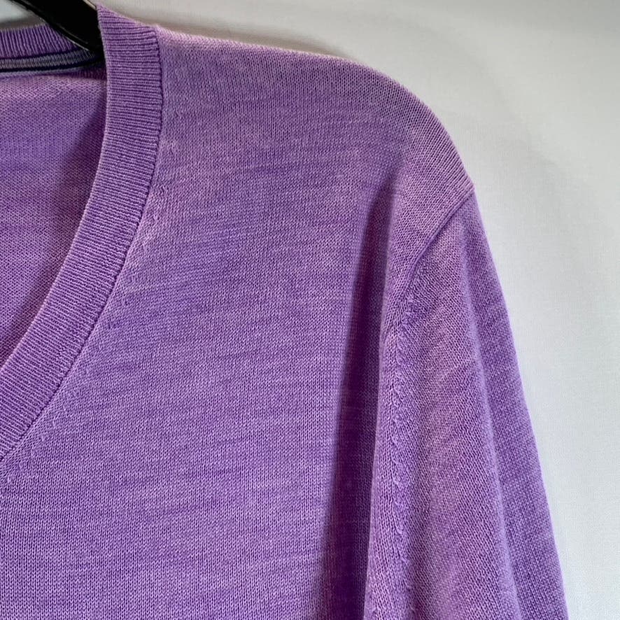 BANANA REPUBLIC Men's Purple V-Neck Merino Wool Pullover Sweater SZ L