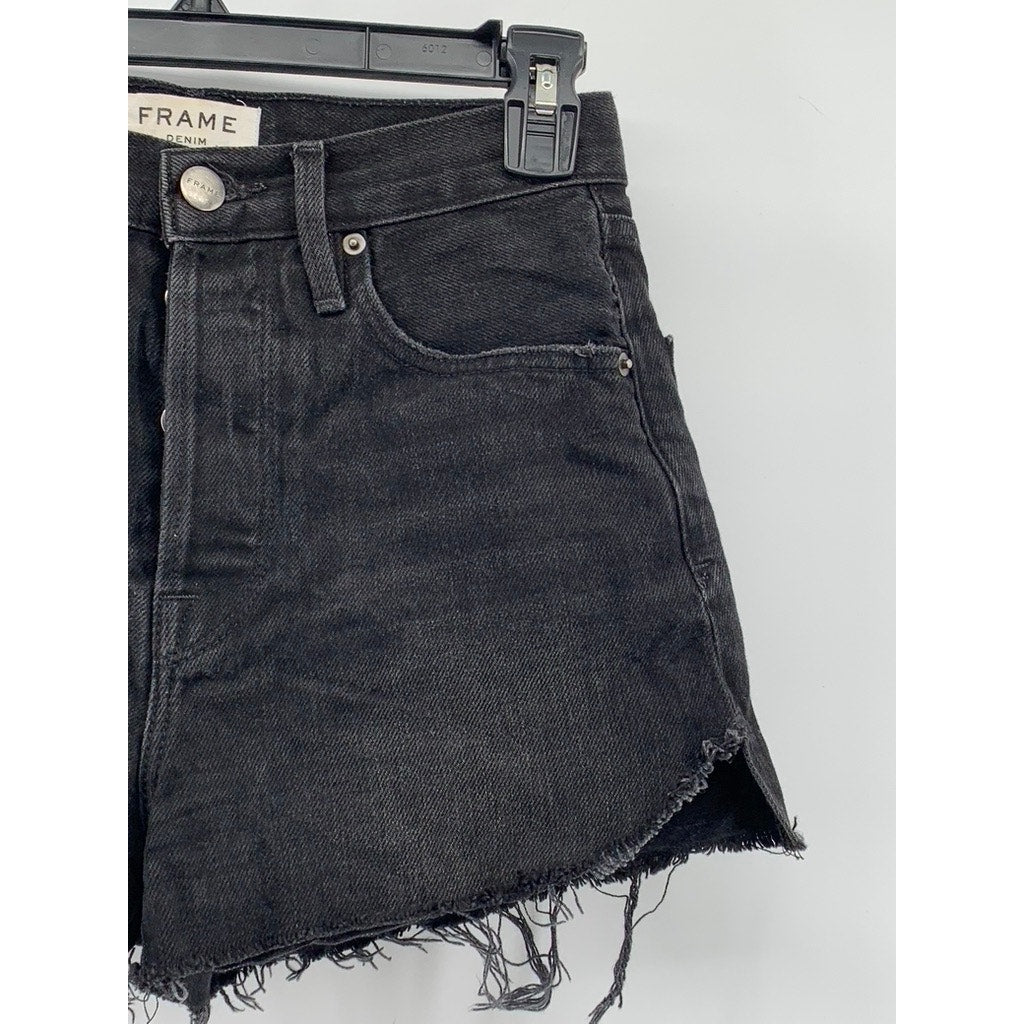 FRAME DENIM Women's Nightingale Black Le Original Tulip Cut-Off Shorts SZ 25