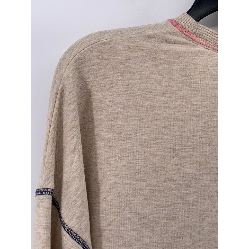 MADEWELL Women's Beige MWL Superbrushed Contrast-Stitched Sweatshirt SZ M