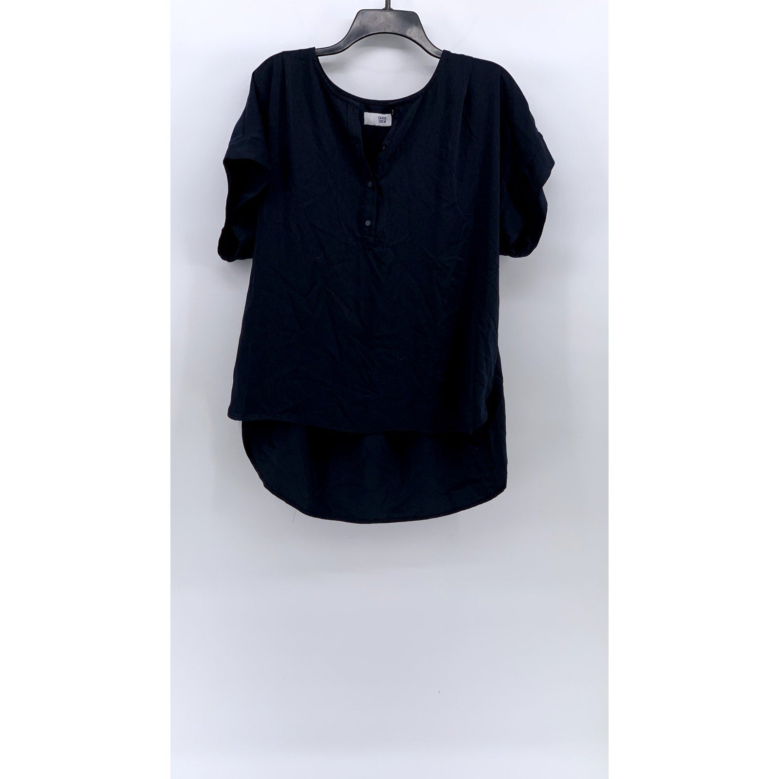 CARGO CREW Women's Navy Solid Half-Button Short Sleeve Uniform Shirt SZ 14(US10)