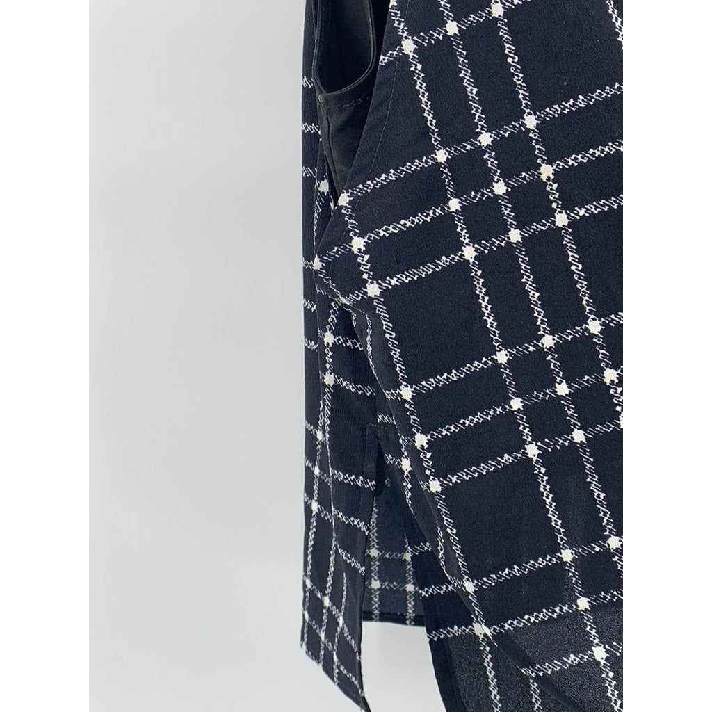 ASTR Women's Blue-Black Plaid Sleeveless Top SZ S