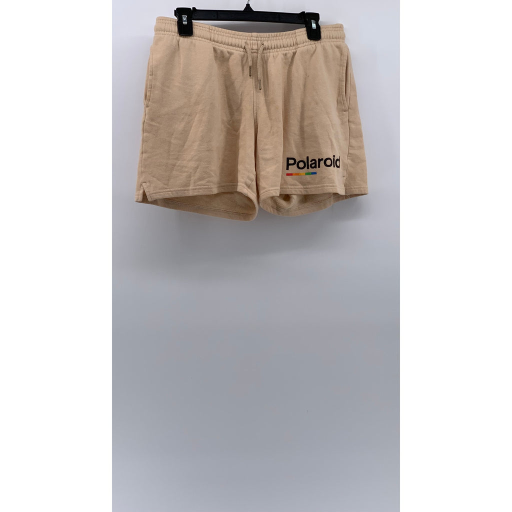 POLAROID Women's Beige Logo Pull-On Drawstring Waist Casual Shorts SZ M