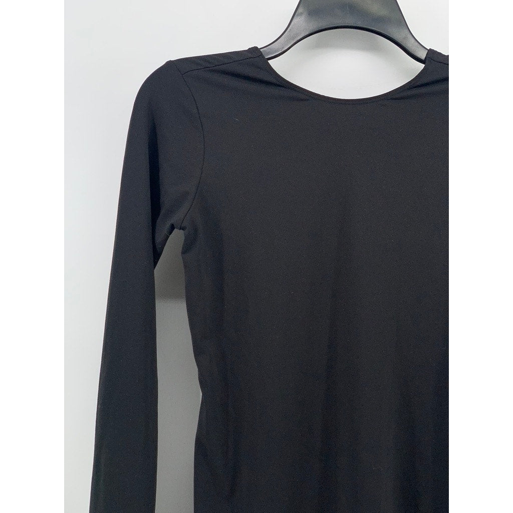 FABLETICS Women's Black High-Neck Kari Long Sleeve Square-Back Top SZ 2XS