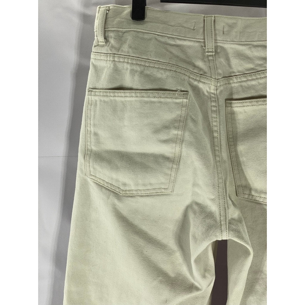 UNIQLO U Women's Cream Cotton Raw-Hem Regular-Fit Straight-Leg Jean SZ 27X32