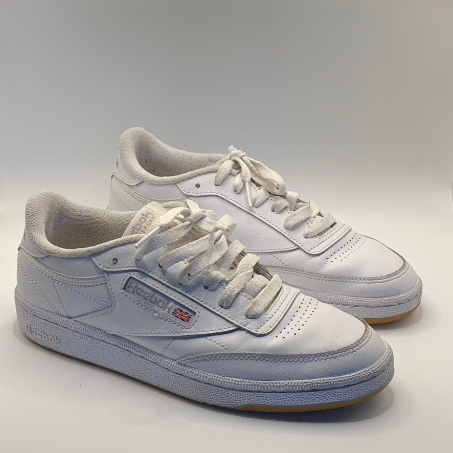 REEBOK Women's White Leather Classic Club C85 Low-Top Lace-Up Sneakers SZ 7.5