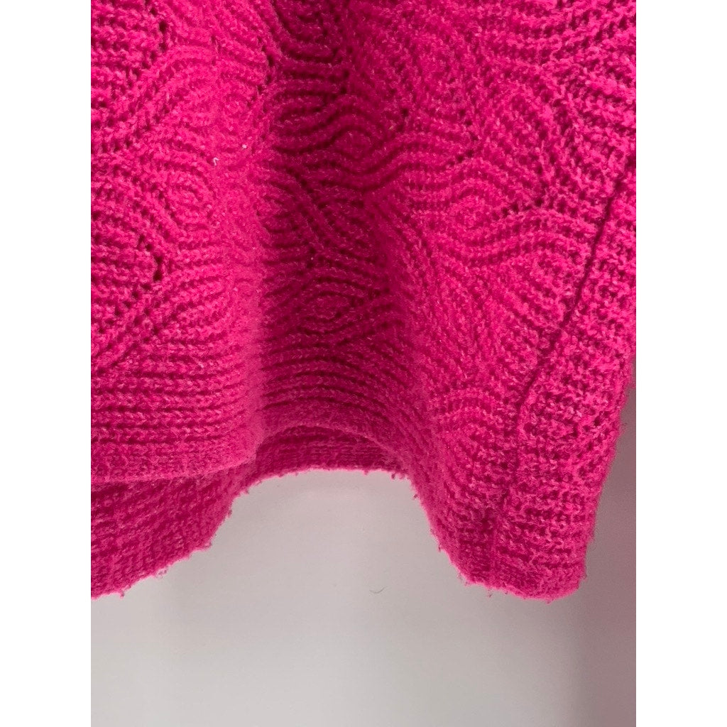 PINK ROSE Women's Pink Double V-Neck Knit Sweater SZ L