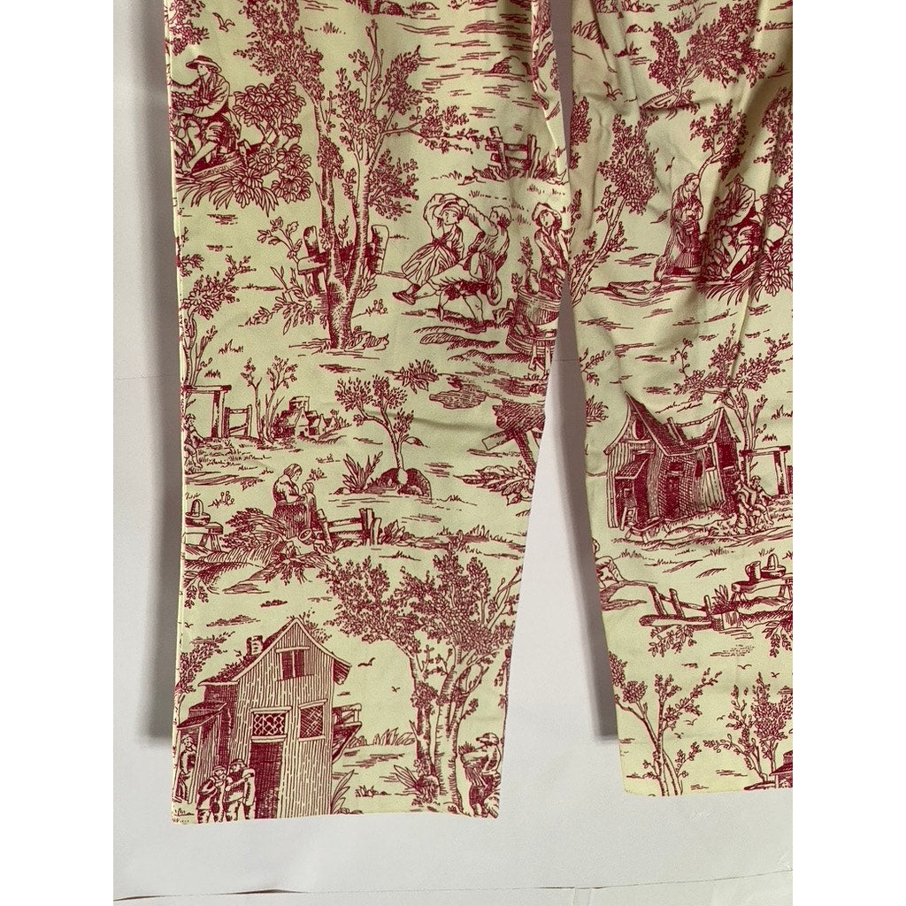 WHITE STAG Women's Vintage Tusk Red-White Printed Prairie Capri Pant SZ 10