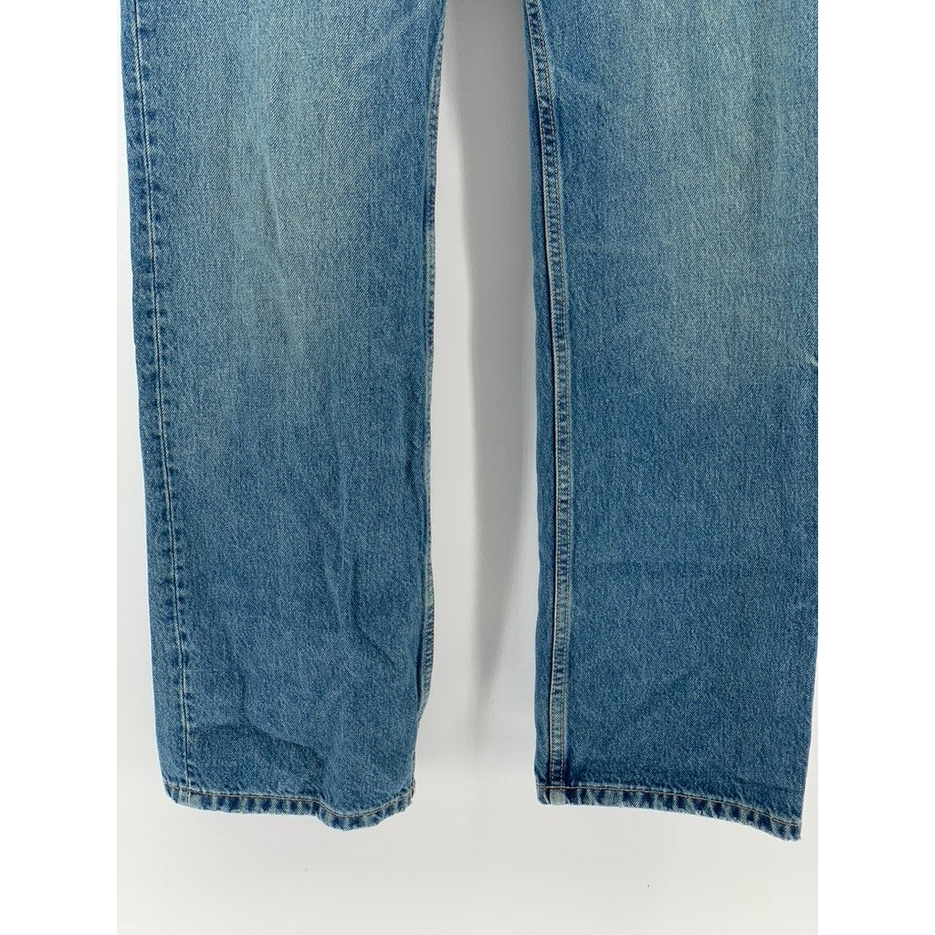 ZARA Women's Blue Wash Denim Straight-Leg Mid-Rise Five Pocket Jeans SZ 4