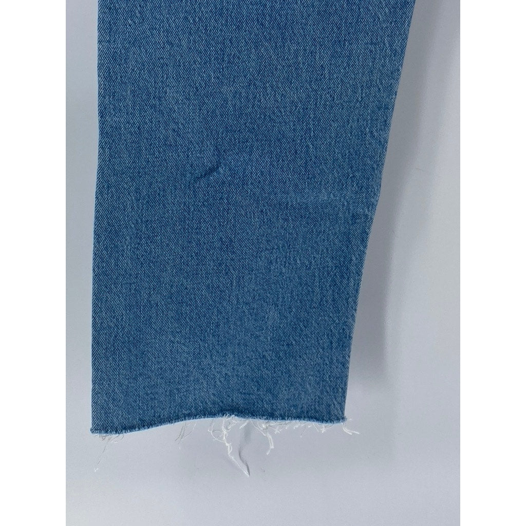 LEVI'S Women's Light Blue Denim Wedgie Straight Cropped Five-Pocket Jeans SZ 28