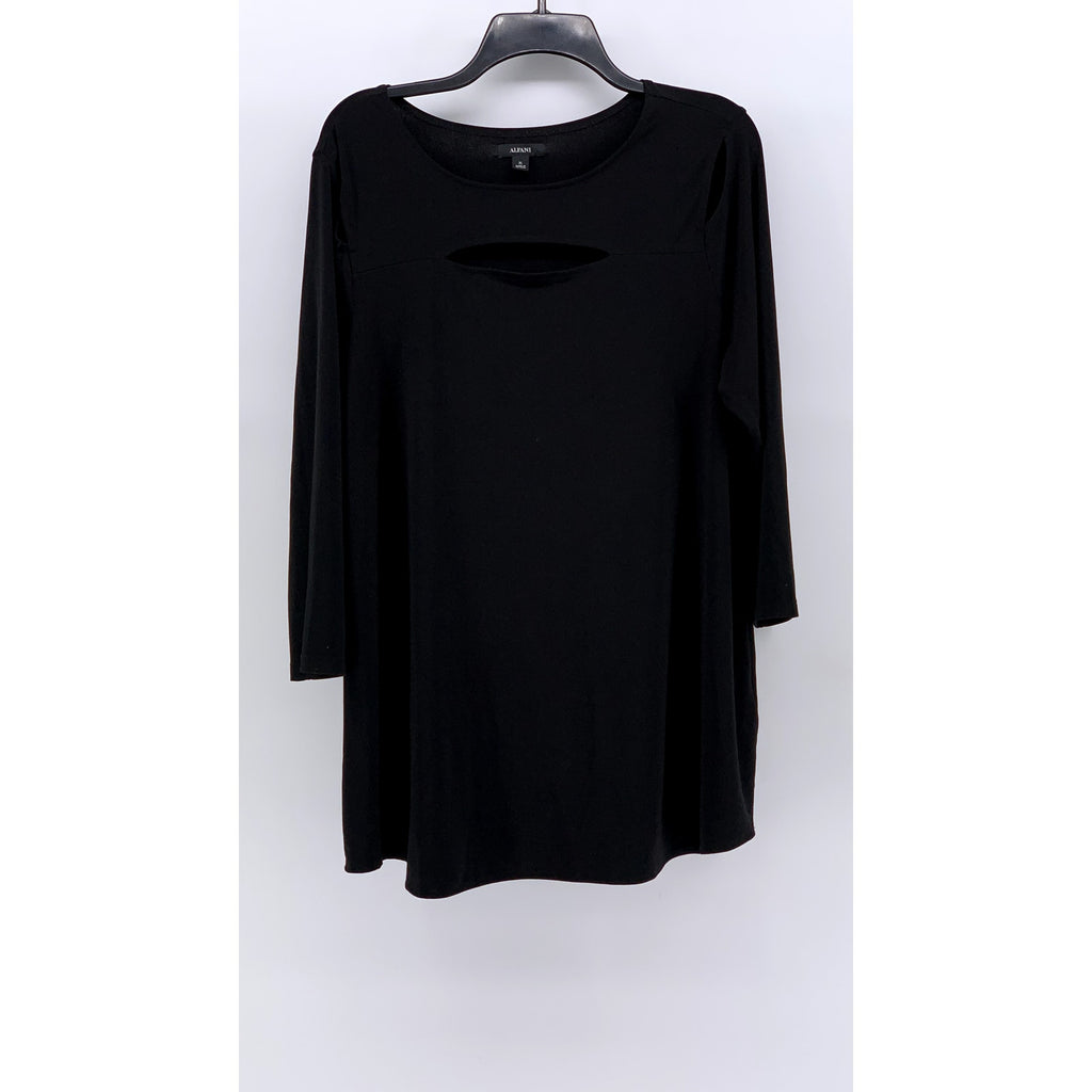 ALFANI Women's Black Cutout Long Sleeve Top SZ XL