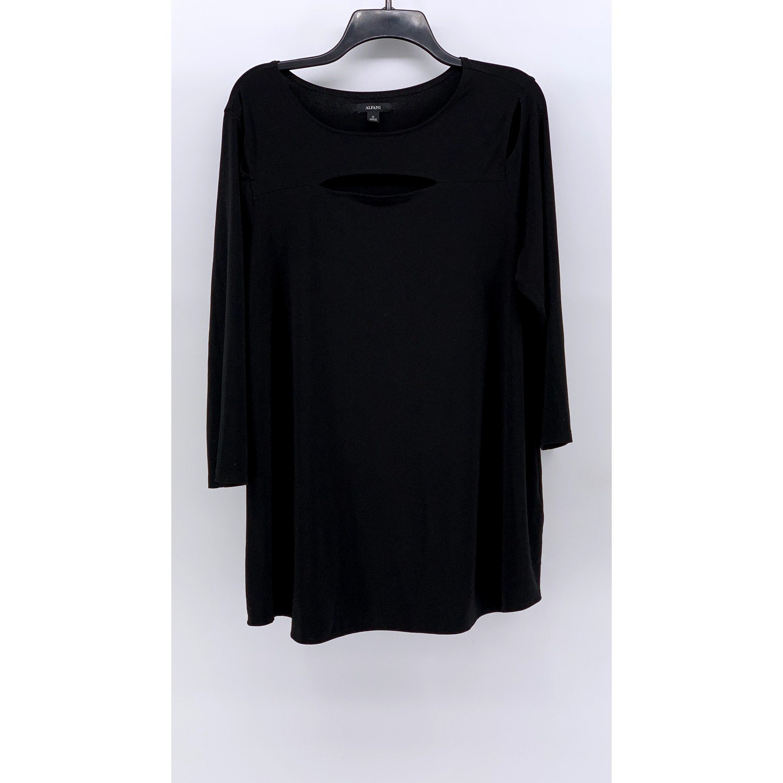 ALFANI Women's Black Cutout Long Sleeve Top SZ XL