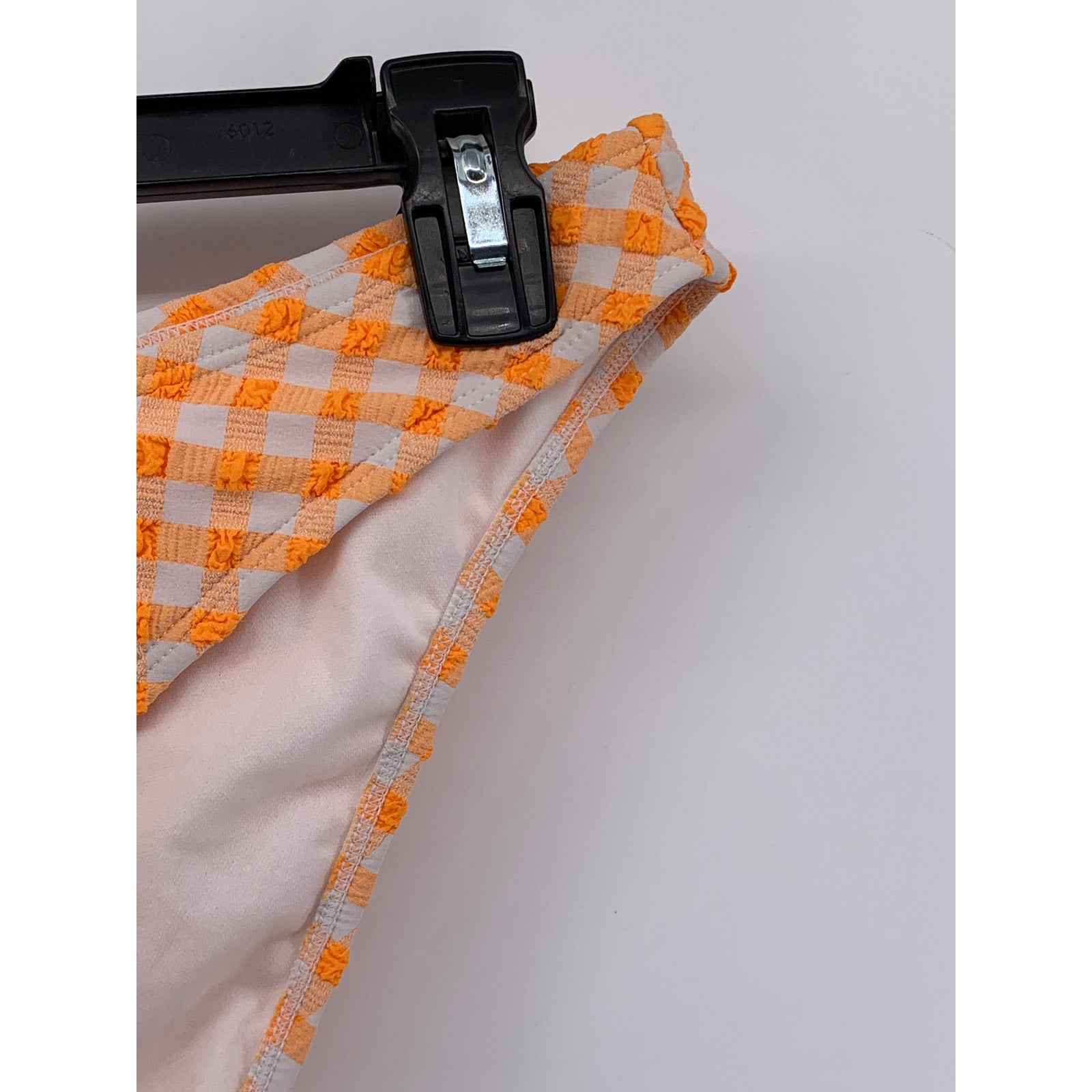 WILD FABLE Women's Orange-White Gingham Print Cheeky High-Rise Bikini Bottom SZM