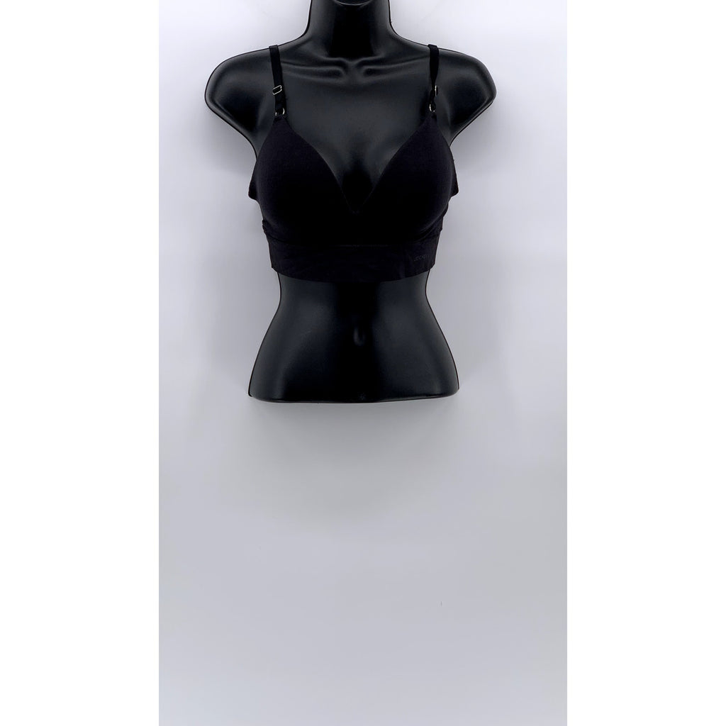 JOCKEY Women's Black Solid Padded Spaghetti Strap V-Neck Bralette SZ M