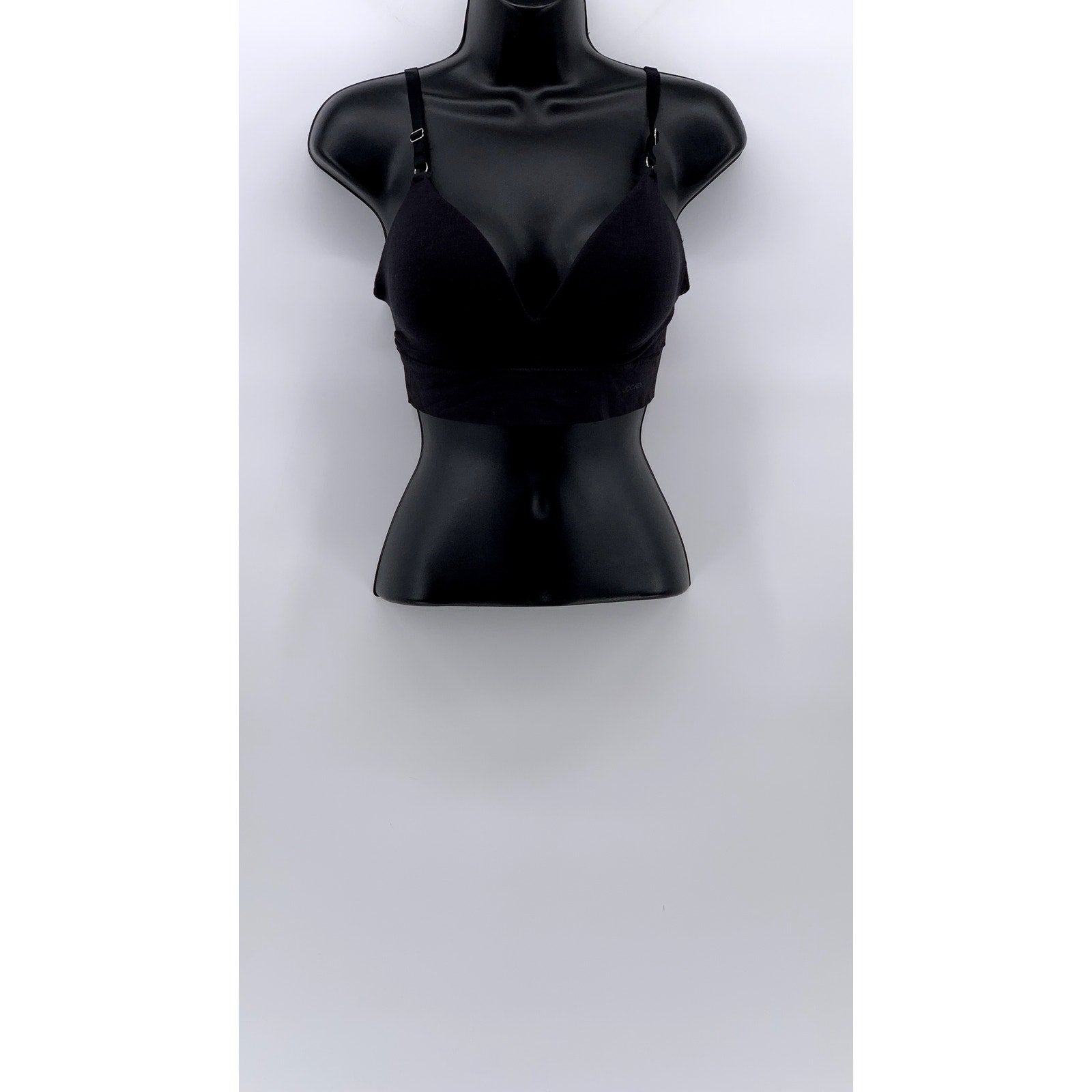 JOCKEY Women's Black Solid Padded Spaghetti Strap V-Neck Bralette SZ M